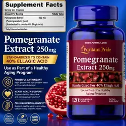 Pomegranate Extract, Standarized to 40% Ellagic Acid, Anti-aging, Longevity, Healthy Heart and Blood Vessels, 120 Capsules Pomegranate