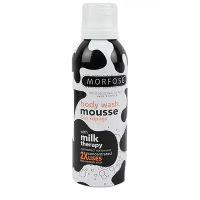 Morfose Milk Therapy Body Wash Mousse 200 ml - Moisturising Shower Foam with Milk Proteins - Also Perfect for Shaving, Concentrated, Regular Shower Gel