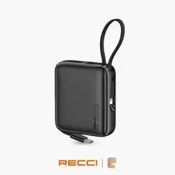 Recci Energy Block Power Bank 10,000 mAh 22.5W With USB-C & Lightning Cable