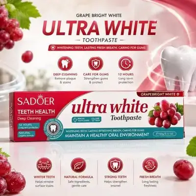 SADOER Ultra White Toothpaste (Grape Bright White)