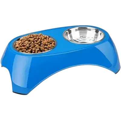 Pet Dual Bowl Blue