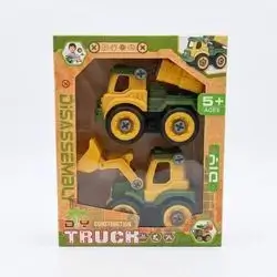 DIY Construction Truck Toy Set – Orange (2 Pieces)