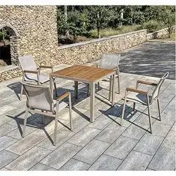 BHKC-2110 Aluminium Garden Furniture Set Table + 4 Chairs Cream