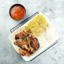 Half Coal Grilled Chicken With Rice and Broth