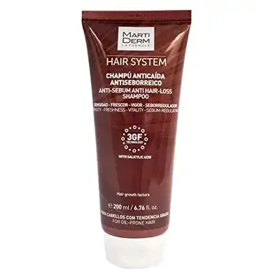 Martiderm Hair System Anti-Sebum Anti Hair-Loss Shampoo With Salicylic Acid (For Oil-prone Hair) /شامبو مارتيديرم للشعر المضاد للدهون ومضاد لتساقط الشعر 200 مل