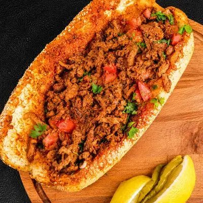 Meat Tantuni Sandwich in a Bun