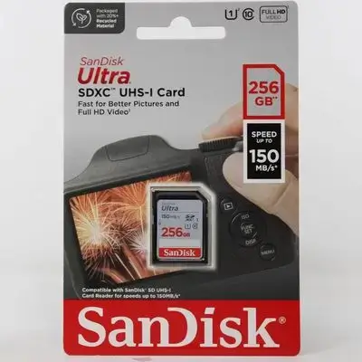 SANDISK 256GB Ultra SDXC UHS-I Memory Card - Up to 150MB/s, C10, U1, Full HD, SD Card - SDSDUNC-256G-GN6IN
