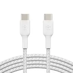 Belkin 1M Braided USB-C to USB-C Data/Charging Cable for Smartphones White