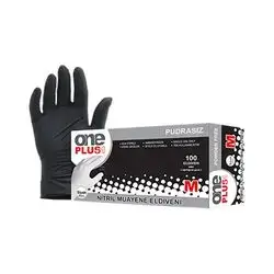 One Plus1(Black- Medium) Non Sterile Nitrogen Non Powdered Gloves