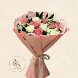 چەپکە گوڵی پەمەیی و سپی ڕۆز