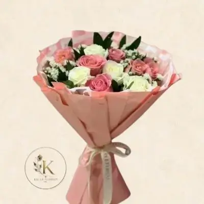 Pink & White Rose Bouquet
