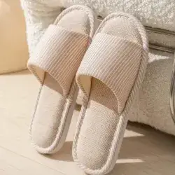 Ladies' Indoor Anti-Skid, Quiet, Soft Soled, All Season Linen Slippers Size : 38-39