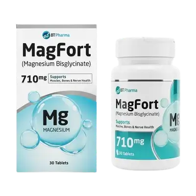 MagFort (Magnesium Bisglycinate 710mg) Supports Muscles Bones & Nerve Health 30 Tablets _ BT Pharma