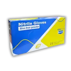 Nitrile Blue Powder Gloves, 100 Count