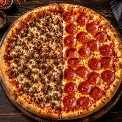 Half Beef, Half Pepperoni Pizza