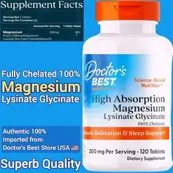Doctor's Best, High Absorption Magnesium Glycinate Lysinate, Magnesium Glycinate, Superior Quality and Potency, Supports Sleep, Calmness, Relaxation, Nerves, Stress, Energy, magnesium, 120 Tablets magnesium glycinate