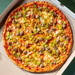 Hot Peppers And Sausage Pizza