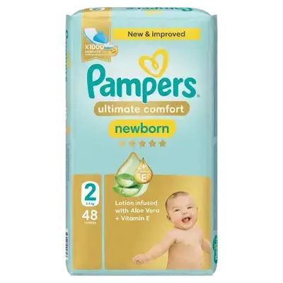 Pampers Newborn Ultimate Comfort (2) 3-8kg 46 Diapers