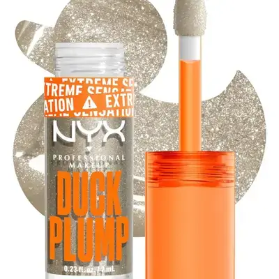NYX PROFESSIONAL MAKEUP Duck Plump High Pigment Lip Gloss, Lip Plumper Gloss with Spicy Ginger - Quazy Silver