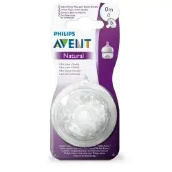 Philips Avent Natural Nipples for New Born, 0+ Months (Pack of 2)