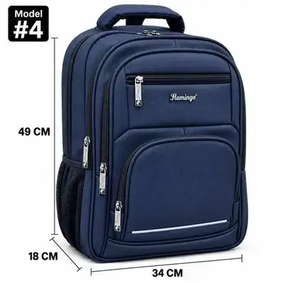 Flamingo Leather Backpack – Model #4, 4 Zippers