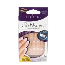 So Natural Everyday French MEDIUM SHEER 24 Nails 12 Sizes 71515 _ nailene