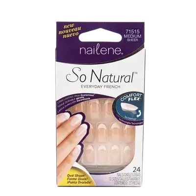 So Natural Everyday French MEDIUM SHEER 24 Nails 12 Sizes 71515 _ nailene