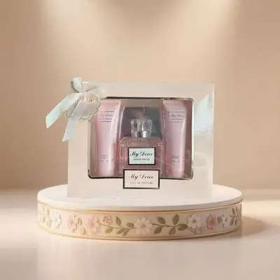 The "My Dear" women's gift set includes perfume, body wash, and body cream.