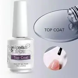 1pc 15ml No Wipe Gel Top Coat, Shine Finish And Long Lasting,