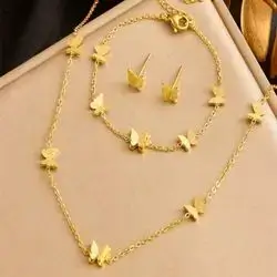 Delicate butterfly design necklace, bracelet and earrings