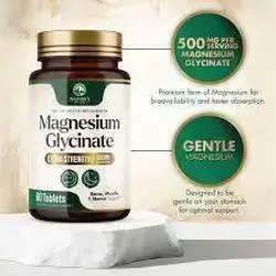 Magnesium Glycinate 500mg Per Serving - Chelated Magnesium Supplement for High Absorption Supplement - Muscle, Bone & Heart Health Support - Easy on Stomach Non-GMO Vegan, USA Bottled - 60 Tablets