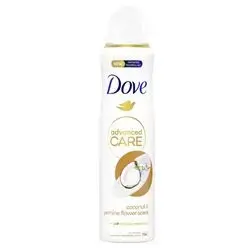 Dove Advanced Care Coconut & Jasmine Flower Scent Anti-perspirant Deodorant Spray with plant based moisturiser aerosol for 72 hour protection 250 ml