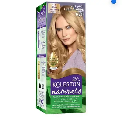 Wella Koleston Naturals – Long-Lasting, 100% Grey Coverage, with Coconut Oil for Nourished Hair Color – Light Blonde 8/0