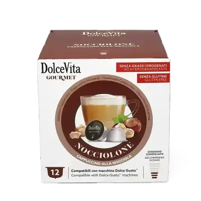 Dolce Vita Cappuccino Hazelnut Compatible Capsules for Dolce Gusto® – 12 Capsules