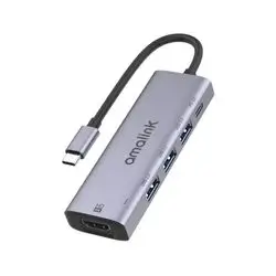 Amalink 95123D Type-C / USB-C To HDMI + 3 USB Ports + PD 3.0 Multifunction Hub (Grey)