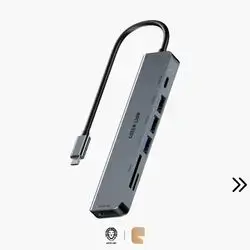 Green Lion 7-In-1 USB-C Hub 4K HDMI Output & 100W Power Delivery - Gray