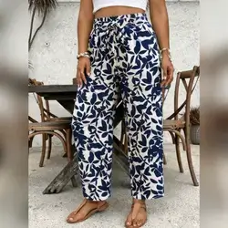 SHEIN VCAY Plus Size Women Casual Floral Print Pants - 3XL