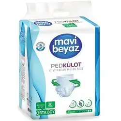 Mavi Beyaz Adult Diapers Medium 80 –120 cm Disposable Absorbent Underwear – 30 Pieces