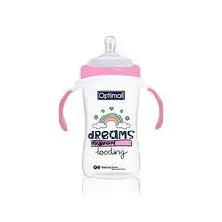 Breast-Like Extra Wide Neck Feeding Bottle 240ml (+6) with Handle - Pink