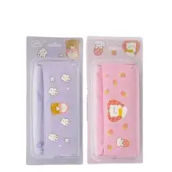 Fabric Pen Case With Dual Zipper Assorted Color 1 Pcs