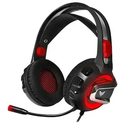CROWN Gaming Headset Black and Red Mic on/off Aux