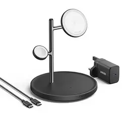 Anker MagGo Wireless Charging Station 3-In-1 Qi2 15W Black