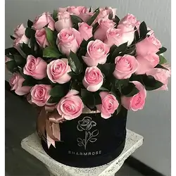 Box of Pink Rose Flowers