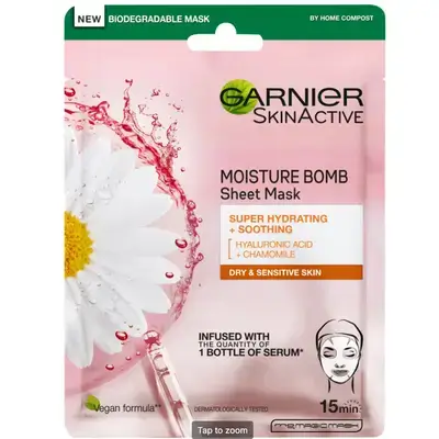 Garnier Moisture Bomb 32 g moisturizing fabric mask for dry and sensitive skin