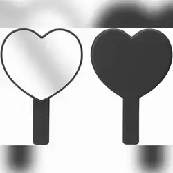 1pc Heart-Shaped Handheld Mirror - Black
