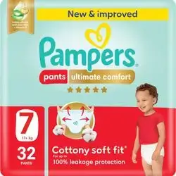 Diapers Pampers Mega Ultimate Comfort Pants leakage protection size 7 (+17 kg) - 32 Pieces