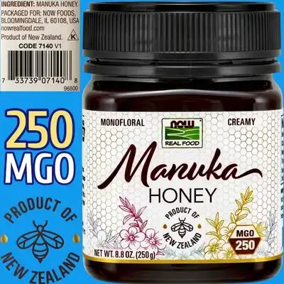 Now Foods, Manuka Honey, Product of New Zealand, MGO 250, Original, Manuka, honey, 250 Grams Manuka Honey 