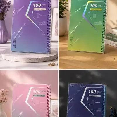Plastic colors notebook book - 2 parts -A4 - colour for girl