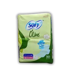 Soufi Feminine Sanitary Pads, Olive Oil, Large, 30 Count