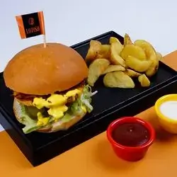 Chicken Cheese Burger And Fries